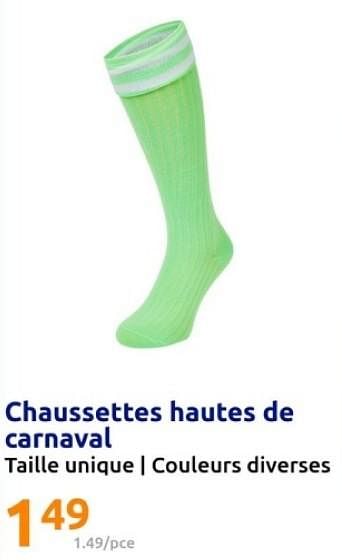 Promoties Chaussettes hautes de carnaval - Huismerk - Action - Geldig van 07/02/2024 tot 13/02/2024 bij Action