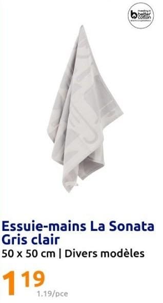 Promotions Essuie-mains la sonata gris clair - La Sonata - Valide de 07/02/2024 à 13/02/2024 chez Action