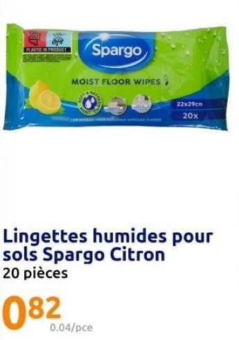 Promotions Lingettes humides pour sols spargo citron - Spargo - Valide de 07/02/2024 à 13/02/2024 chez Action