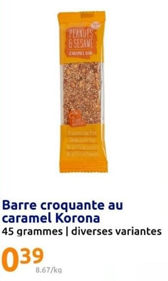 Promotions Barre croquante au caramel korona - Korona - Valide de 07/02/2024 à 13/02/2024 chez Action