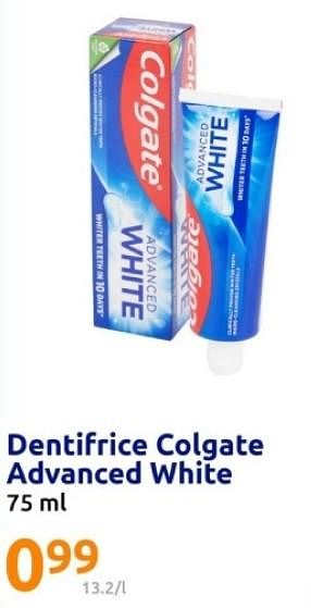 Promotions Dentifrice colgate advanced white - Colgate - Valide de 07/02/2024 à 13/02/2024 chez Action