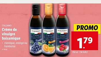 Promotions Crème de vinaigre balsamique - Italiamo - Valide de 14/02/2024 à 20/02/2024 chez Lidl