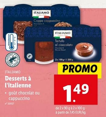 Promotions Desserts à l’italienne - Italiamo - Valide de 14/02/2024 à 20/02/2024 chez Lidl