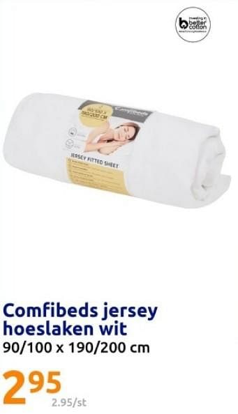 Promoties Comfibeds jersey hoeslaken wit - Comfibeds - Geldig van 07/02/2024 tot 13/02/2024 bij Action