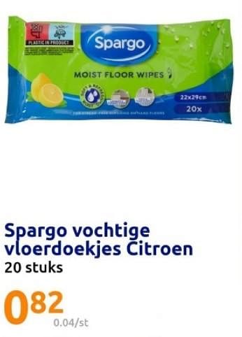 Promoties Spargo vochtige vloerdoekjes citroen - Spargo - Geldig van 07/02/2024 tot 13/02/2024 bij Action