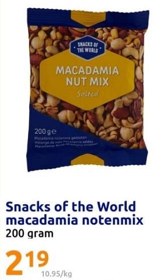 Promoties Snacks of the world macadamia notenmix - Snacks of the World - Geldig van 07/02/2024 tot 13/02/2024 bij Action