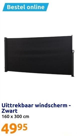 Promoties Uittrekbaar windscherm - zwart - Huismerk - Action - Geldig van 07/02/2024 tot 13/02/2024 bij Action