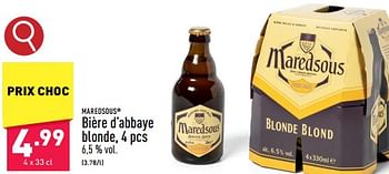 Promotions Bière d’abbaye blonde - Maredsous - Valide de 12/02/2024 à 17/02/2024 chez Aldi