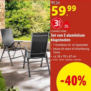 Promoties Set van 2 aluminium klapstoelen - Livarno - Geldig van 14/02/2024 tot 20/02/2024 bij Lidl