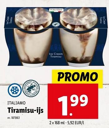 Promoties Tiramisu-ijs - Italiamo - Geldig van 14/02/2024 tot 20/02/2024 bij Lidl