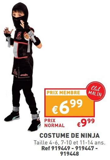Promotions Costume de ninja - Produit maison - Trafic  - Valide de 07/02/2024 à 12/02/2024 chez Trafic