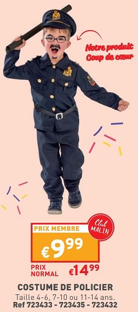 Promotions Costume de policier - Produit maison - Trafic  - Valide de 07/02/2024 à 12/02/2024 chez Trafic