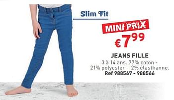Promotions Jeans fille - Produit maison - Trafic  - Valide de 07/02/2024 à 12/02/2024 chez Trafic