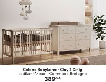 Promoties Cabino babykamer clay 2 delig - Cabino - Geldig van 11/02/2024 tot 17/02/2024 bij Baby & Tiener Megastore