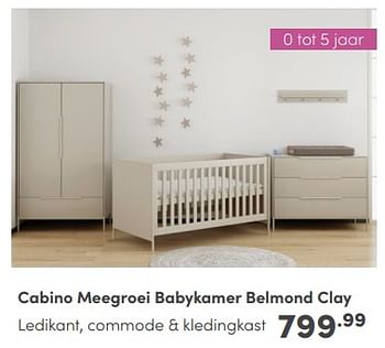 Promoties Cabino meegroei babykamer belmond clay - Cabino - Geldig van 11/02/2024 tot 17/02/2024 bij Baby & Tiener Megastore