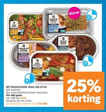 Promoties Ah ovenschotels scharrelkipfilet tomaat-mozzarella - Huismerk - Albert Heijn - Geldig van 11/02/2024 tot 18/02/2024 bij Albert Heijn