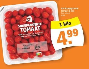 Promoties Ah snoepgroente tomaat - Huismerk - Albert Heijn - Geldig van 11/02/2024 tot 18/02/2024 bij Albert Heijn