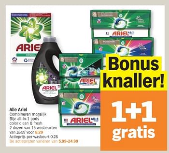 Promoties Ariel all-in-1 pods color clean + fresh - Ariel - Geldig van 11/02/2024 tot 18/02/2024 bij Albert Heijn