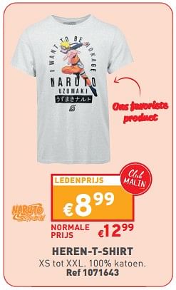 Promoties Heren-t-shirt - Naruto - Geldig van 14/02/2024 tot 19/02/2024 bij Trafic