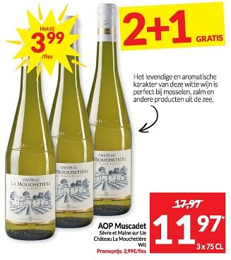 Promoties Aop muscadet sévre et maine sur lie chateau la mouchetiére wit - Witte wijnen - Geldig van 13/02/2024 tot 18/02/2024 bij Intermarche