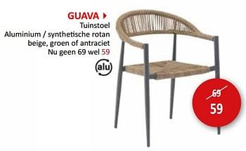 Promotions Guava tuinstoel - Produit maison - Weba - Valide de 09/02/2024 à 28/03/2024 chez Weba