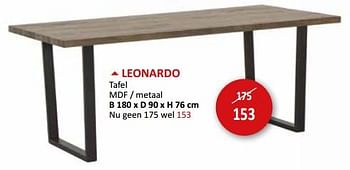 Promoties Leonardo tafel - Huismerk - Weba - Geldig van 09/02/2024 tot 28/03/2024 bij Weba