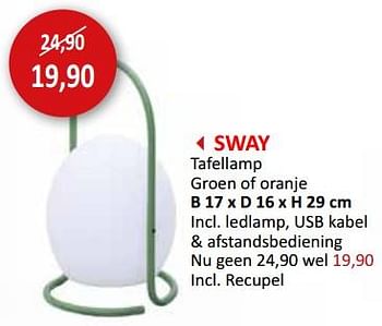Promoties Sway tafellamp - Huismerk - Weba - Geldig van 09/02/2024 tot 28/03/2024 bij Weba
