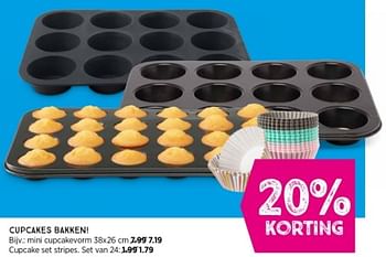 Promoties Cupcake set stripes - Huismerk - Xenos - Geldig van 11/02/2024 tot 24/02/2024 bij Xenos