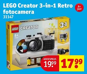Promoties Lego creator 3-in-1 retro fotocamera 31147 - Lego - Geldig van 13/02/2024 tot 26/02/2024 bij Kruidvat