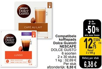 Promoties Compatibele koffiepads dolce gusto nescafe dolce gusto - Nescafe - Geldig van 13/02/2024 tot 19/02/2024 bij Cora