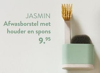 Promoties Jasmin afwasborstel met houder en spons - Huismerk - Casa - Geldig van 08/02/2024 tot 06/03/2024 bij Casa
