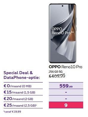 Promotions Oppo reno10 pro 256 gb 5g - Oppo - Valide de 01/02/2024 à 01/05/2024 chez Proximus