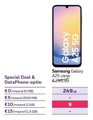 Promotions Samsung galaxy a25 128 gb - Samsung - Valide de 01/02/2024 à 01/05/2024 chez Proximus