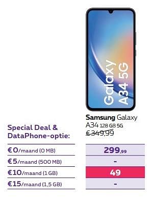 Promotions Samsung galaxy a34 128 gb 5g - Samsung - Valide de 01/02/2024 à 01/05/2024 chez Proximus