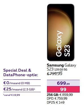 Promotions Samsung galaxy s23 128 gb 5g - Samsung - Valide de 01/02/2024 à 01/05/2024 chez Proximus