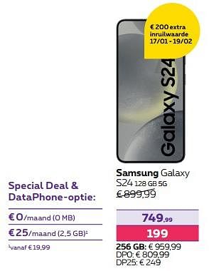 Promotions Samsung galaxy s24 128 gb 5g - Samsung - Valide de 01/02/2024 à 01/05/2024 chez Proximus