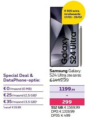 Promoties Samsung galaxy s24 ultra 256 gb 5g - Samsung - Geldig van 01/02/2024 tot 01/05/2024 bij Proximus
