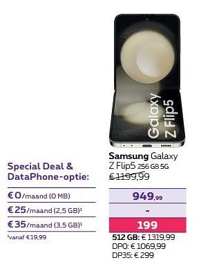 Promotions Samsung galaxy z flip5 256 gb 5g - Samsung - Valide de 01/02/2024 à 01/05/2024 chez Proximus