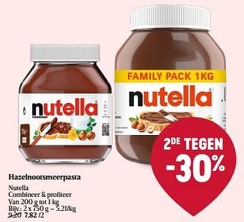 Promoties Hazelnootsmeerpasta nutella - Nutella - Geldig van 15/02/2024 tot 21/02/2024 bij Delhaize