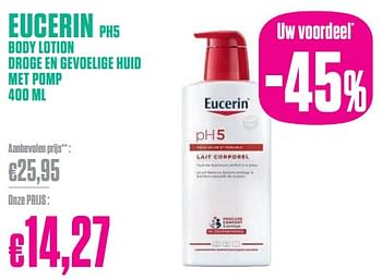 Promoties Eucerin ph5 body lotion droge en gevoelige huid met pomp - Eucerin - Geldig van 29/01/2024 tot 29/02/2024 bij Medi-Market