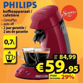 Promotions Philips koffieapparaat - cafetière hd6553-80 - Philips - Valide de 14/02/2024 à 21/02/2024 chez ElectroStock