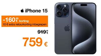 Promoties Apple iphone 15 - Apple - Geldig van 01/02/2024 tot 19/02/2024 bij Orange