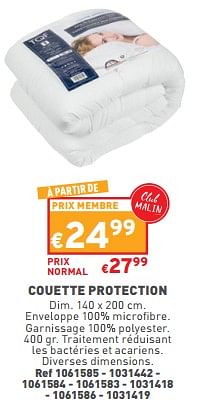 Promotions Couette protection - TQF - Valide de 14/02/2024 à 19/02/2024 chez Trafic