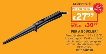 Promotions Fer a boucler remington rem-ci95 - Remington - Valide de 14/02/2024 à 19/02/2024 chez Trafic