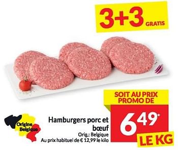 Promotions Hamburgers porc et boeuf - Produit maison - Intermarche - Valide de 13/02/2024 à 18/02/2024 chez Intermarche