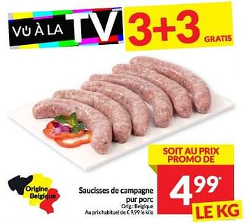 Promotions Saucisses de campagne pur porc - Produit maison - Intermarche - Valide de 13/02/2024 à 18/02/2024 chez Intermarche