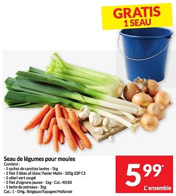 Promotions Seau de légumes pour moules - Produit maison - Intermarche - Valide de 13/02/2024 à 18/02/2024 chez Intermarche
