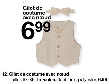 Promotions Gilet de costume avec noeud - Produit maison - Zeeman  - Valide de 07/02/2024 à 30/06/2024 chez Zeeman