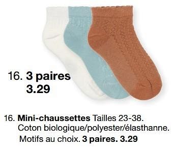 Promotions Mini-chaussettes - Produit maison - Zeeman  - Valide de 07/02/2024 à 30/06/2024 chez Zeeman