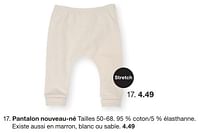Promotions Pantalon nouveau-né - Produit maison - Zeeman  - Valide de 07/02/2024 à 30/06/2024 chez Zeeman